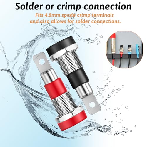 Image of 10 PCS Banana Jack Socket Female Banana Plug Connectors Bananas Jack Red and Black Female Socket Binding Post Adapter Brass Soldering Females Sockets Binding Post Adapter for DIY Test Projects