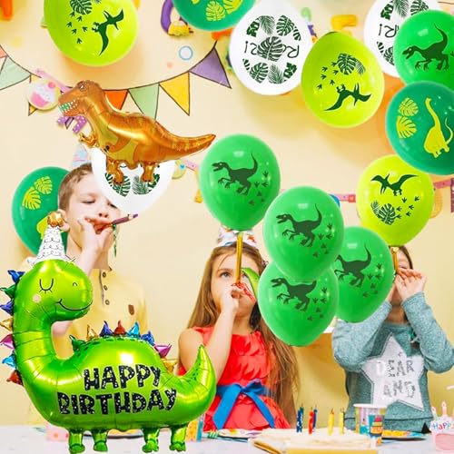 Image of Dinosaur Birthday Party Supplies, Dinosaurs Party Decorations 4 Year Old Foil Balloons for Boys and Girls