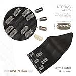 Aison Clip in Hair Extensions Real Human Hair 70G Dark Brown 100% Remy Human Hair Clip in Hair Extensions Soft Silky Straight for Fashion Women 15 Inches 7pcs 16clips Brown Hair Extensions - Image 4