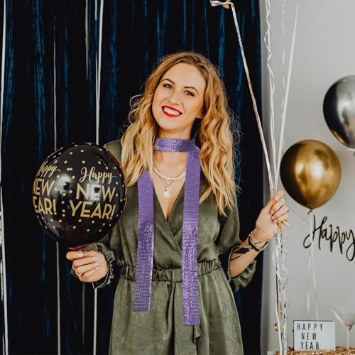 Surblue Women Sequins Neck Tie Scarf Long Thin Skinny Neckerchief Glitter Sparkle Punk Scarf Shawls for Club Party Evening2