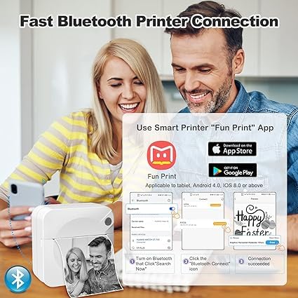 Image of Careflection Mini Pocket Printer,Portable Thermal Printer for Label,Text Memo,Receipt,Sticker,Photo Printers, BT Inkless Printing, Wireless Bluetooth Printer Compatible with iOS and Android (White)