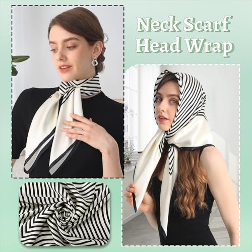100% Mulberry Silk Head Scarf for Sleeping 35"x35" Square Silk Hair Scarf for Women Lightweight Bandana Large3
