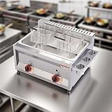 Propan-Fritteuse, 20 l, große Kapazität, Gasfritteuse mit einstellbarer Feuerkraft, leicht zu reinigen, inklusive Körben und Deckeln für den privaten und gewerblichen Gebrauch