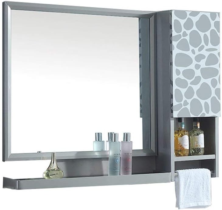 Stainless Steel Bathroom Side Cabinet Wall-Mounted Washable Vanity Mirror Cabinet with Shelves (Color : #1)