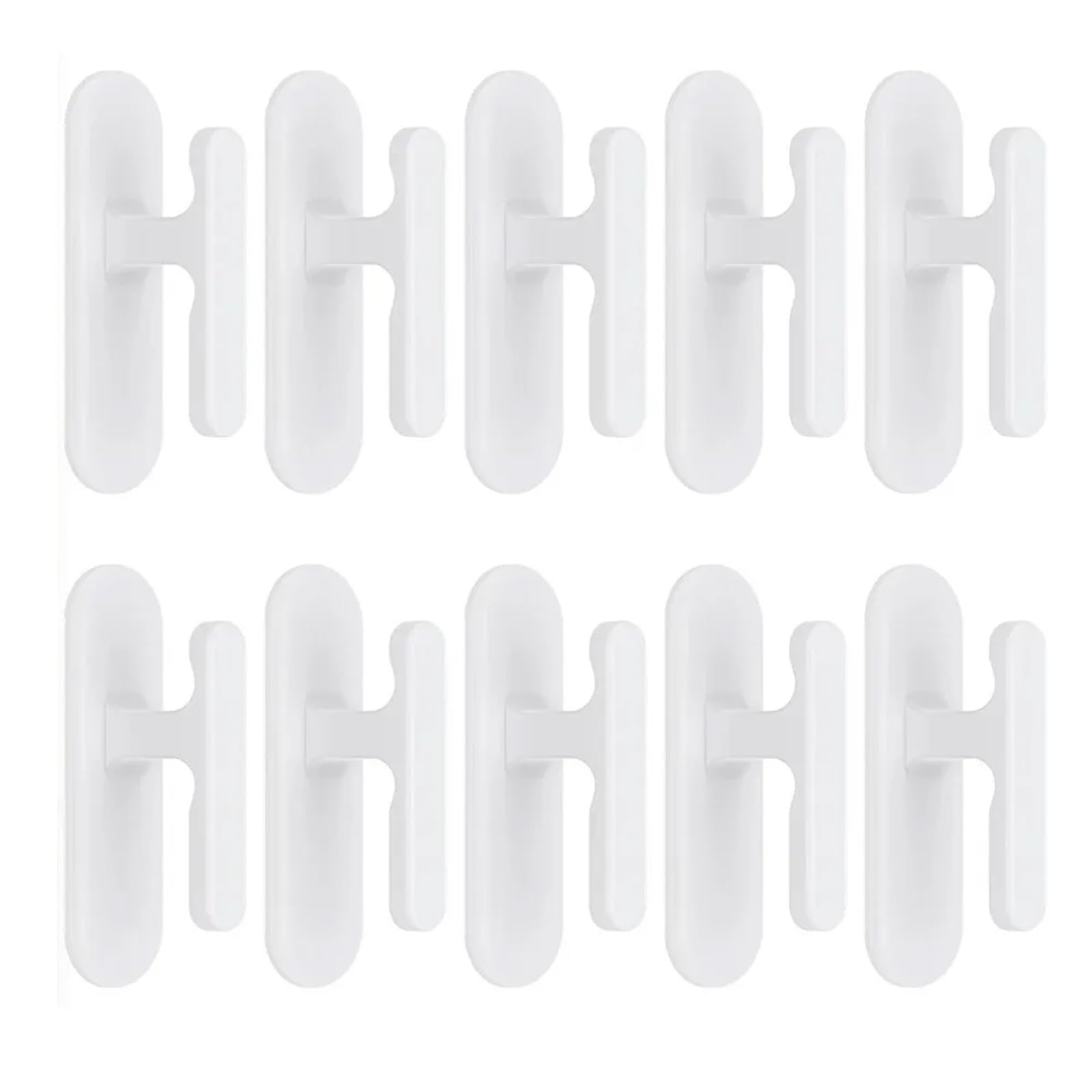 Lot de 4, 8 ou 10 enrouleurs Cordon Auto-adhésifs en Plastique Blanc for Rideaux fenêtre, Crochets for, sans Perforation, Support Corde à Tirer pour Rideaux(10Pcs)