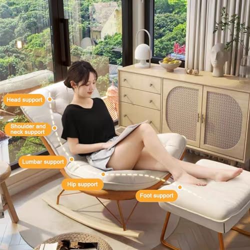 Patio Leisure Rocking Chairs，Modern Rocking Chair with High Backrest,Fabric Rocking Chair,Rocking Chair Nursery with Upholstered Glider Chair, Comfy Side Chair for Bedroom, Living Room(Yello