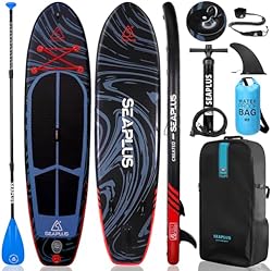 SEAPLUSサップ インフレータブル スタンドアップパドルボード SUPボード 超軽量 海と湖のために釣り フルセット-パドル、ポンプ、安全リーシュ、バックパック、防水バッグ付き 高い操縦性 安定性 SUPヨガ 釣り 