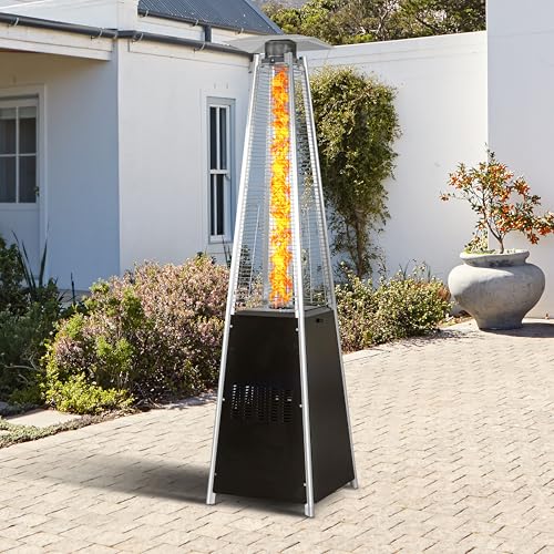 Nuu-Garden-Outdoor-Propane-Patio-Heater-48000-BTU-Pyramid-Outdoor-Heater-with-Wheels-Hammered-Bronze-Tower-Propane-Heater-with-Quartz-Glass-Tube-for-Garden-Terrace-Black Nuu Garden Outdoor Propane Patio Heater 48000 BTU Pyramid Outdoor Heater with Wheels Hammered Bronze Tower Propane Heater with Quartz Glass Tube for Garden Terrace Black