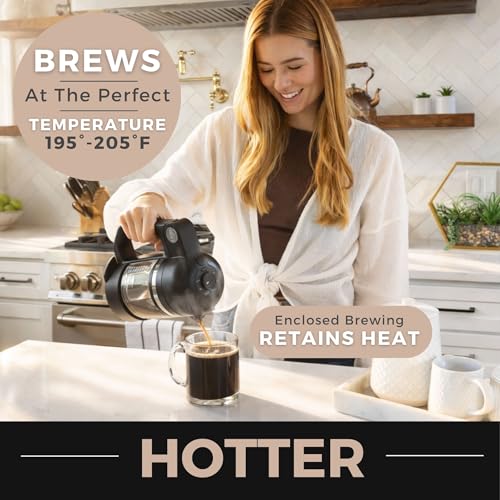 Image of VINCI Micro Cafe Smallest Single-Serve Glass Coffee Brewer | Compatible with K-Cups, Pods & Ground Coffee | Enclosed & Circle Flow Brewing for Hotter, Richer Flavor | Brews 4oz to 20oz (Black)