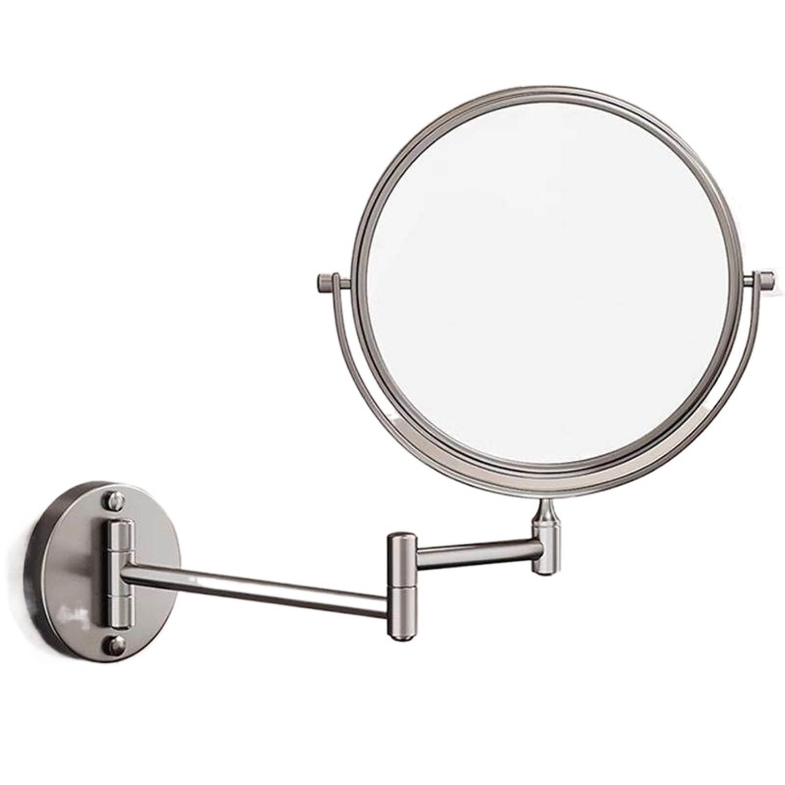 FPJQOBJC Anti-fog Mirror Cosmetic Mirror Magnifying Telescopic Vanity Mirror Wall-mounted Folding Beauty Mirror Rotating Space Aluminum(圆底风格/6寸)