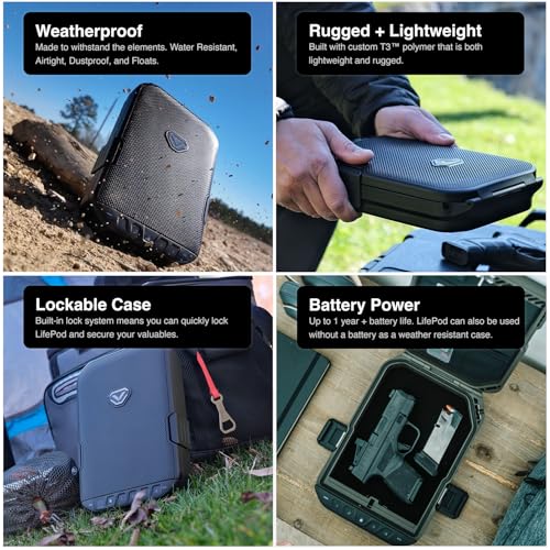 VAULTEK LifePod Secure Waterproof Travel Case Rugged Electronic Lock Box Travel Organizer Portable Handgun Case with Backlit Keypad (Covert Black) (Biometric)