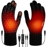 Ertisa USB Heated Gloves for Men Women, Heating Mittens 3 Levels Temperature Knitting Mittens Screen Touch Laptop Thermal Gloves Double-sided Heating Warm Glove Hand Warmer Gift for Indoor Outdoor Use