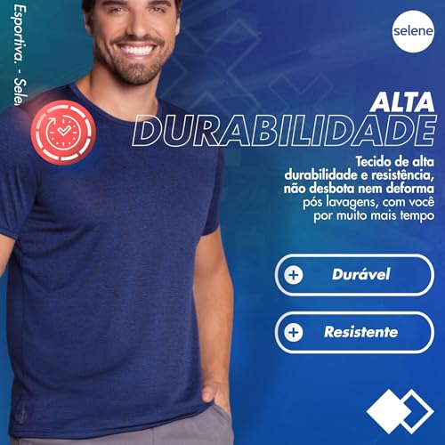 SELENE Camiseta Dry Fit Academia Masculina Esportiva, Royal Mescla, M