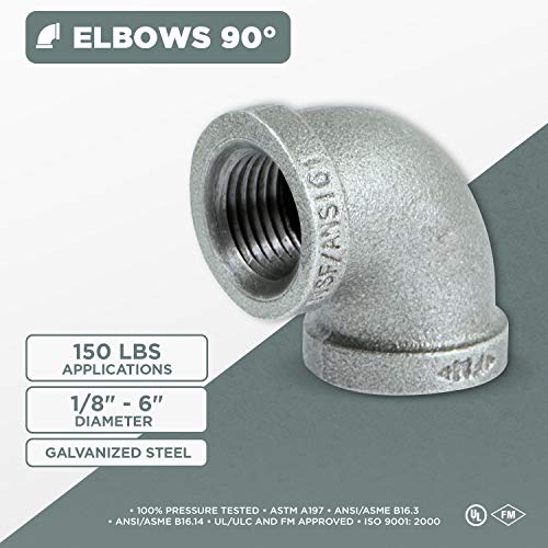 SUPPLYGIANT GMNL0300-10, 3 Inch 90 Degree Elbow, Malleable Iron Threaded Pipe Fitting, Galvanized (Pack Of 10) by SUPPLYGIANT - Image 4