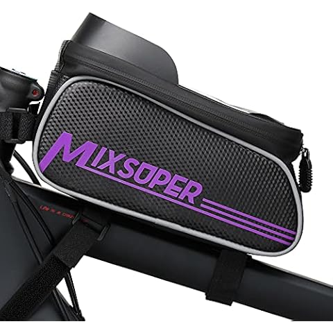 Mixsuper Waterproof Bike Top Tube Bag, Bike Phone Front Frame Bag Compatible with Phone Under 6.7" Cover
