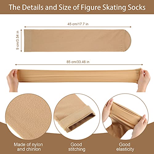 SATINIOR 3 Pairs Ice Skating Socks Roller Skating Socks High Tight Knee Nylon Roller Skate Sock Women Girl2
