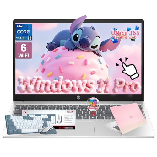 Image of HP 2026 15.6 inch HD Touchscreen Laptop (Pink Edition) - Intel Core i3-1315U, 16GB RAM, 512GB SSD, Windows 11 Pro, Copilot AI, Numeric Keypad, Type-C, Patented KB Kit