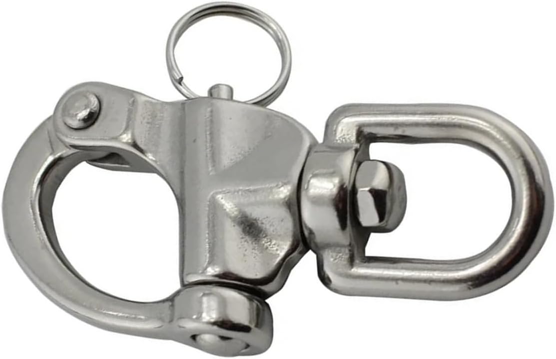 Swivel Eye Quick Rlease Bail Snap Shackle with Ring 316 Stainless Steel Heavy Duty 70mm 87mm for Rigging Sailing(70mm,5PCS)