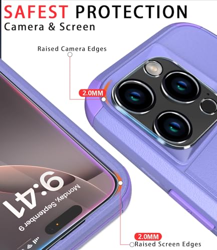 Image of Diverbox for iPhone 16 Pro Max Case [Shockproof] [Dropproof] [Tempered Glass Screen Protector + Camera Protectors] Heavy Duty Protection Phone Case Cover for Apple iPhone 16 Pro Max (Purple)