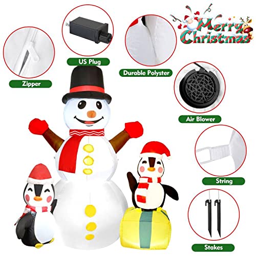 Qiaipo 6 Ft Height Christmas Outdoor Decorations Christmas Inflatables Snowman And Penguins With Bright Built-In Led Lights Christmas Blow Up Decor Indoor Outdoor Yard Garden - Random Scarf Color #TOP5