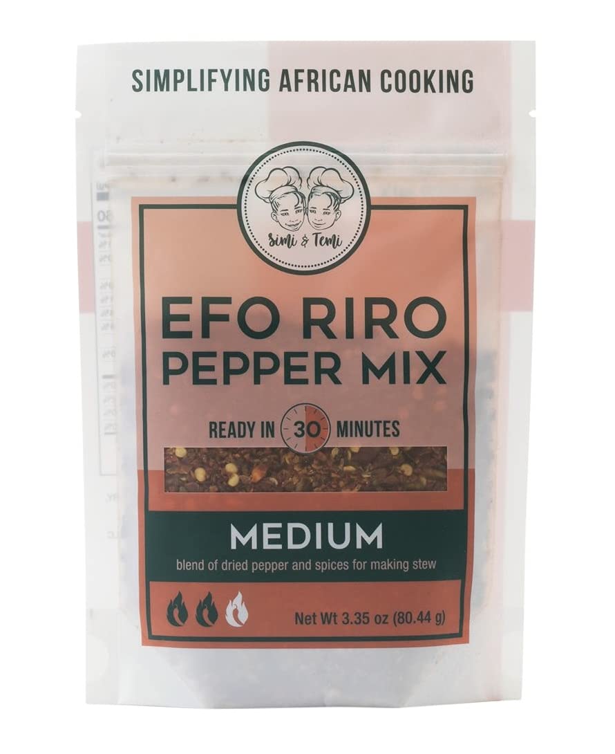 Simi & Temi Efo Riro (Vegetable Stew) Pepper Mix | Nigerian Stew| No Preservatives| Dried Peppers| 3.35 oz | Medium Spicy