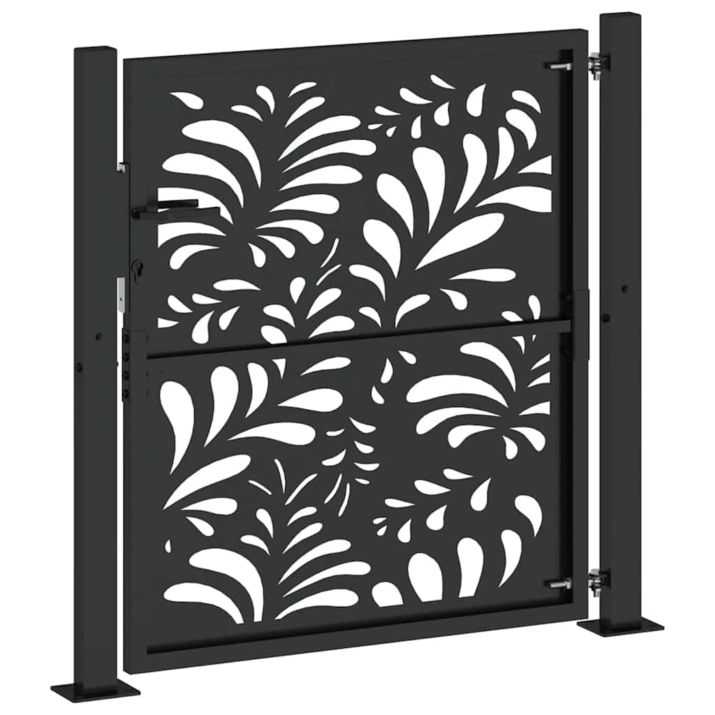 vidaXL Cancello Giardino Nero 100x100 cm in Acciaio Design Ondulato, cancello della Recinzione, cancello Esterno, cancello del Metallo