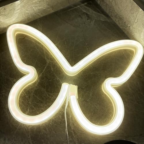 Image of 1 Pcs Butterfly Neon Signs,USB or 3-AA Battery Powered Neon Light or Party, Birthday, Wedding, Bedroom Wall Bar, Bedroom, Indoor