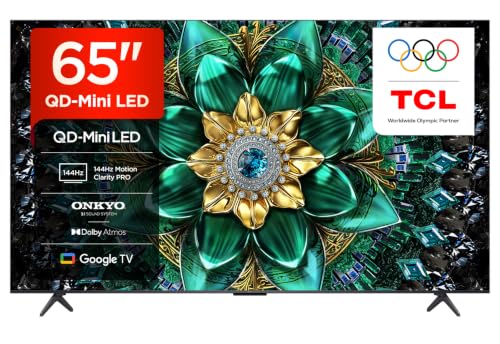 TCL 65Q6C-UK QD-Mini LED TV 4K HDR Premium 1000nits Smart TV Powered by Google TV (Dolby Vision IQ & Atmos Onkyo 2.1 Sound System 144Hz Motion Clarity Pro 2025 Model)