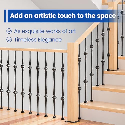 image for Muzata 10Pack 44'' Wrought Iron Balutser Hollow Double Spoon Metal Sta