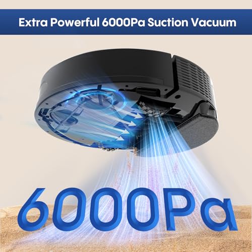 Image of Robot Vacuum and Mop Self-Emptying: 6000Pa Robotic Vacuum 5-In-1 LiDAR Navigation with No-Go Zones /Mapping for 90 Days Hands-Free Cleaning, APP /Alexa Robot Vacuum for Pet Hair & Carpet & Hard Floor