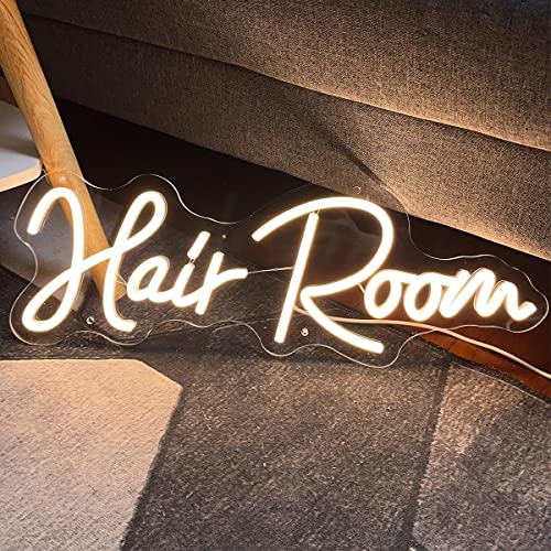 Image of Hair Room Neon Sign For Spa Beauty Room Nail Brows Lashed Salon Studio LED Wall Art Decor For Business Stores Logo Barber Shops Led Word Indoor Custom Neon Lights 5V USB Powered Warm White 40x14.4cm