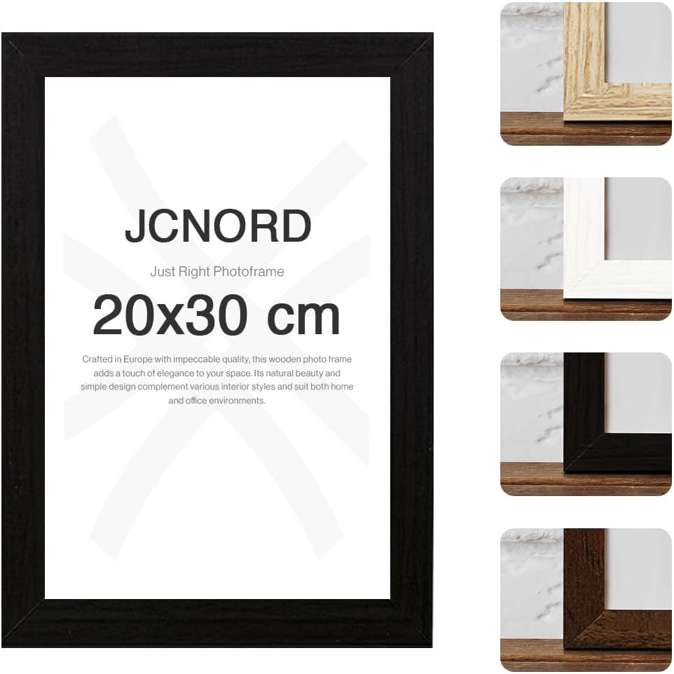 JCNORD Cadre Photo en Bois MDF Noir de 20x30 cm avec...