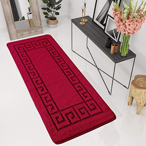 ZASH London Non-Slip Door Mats Gel Backed Floor Mats Washable Kitchen Rugs Indoor Carpets Multi Colour Hallway Runner (Red, 80x150)