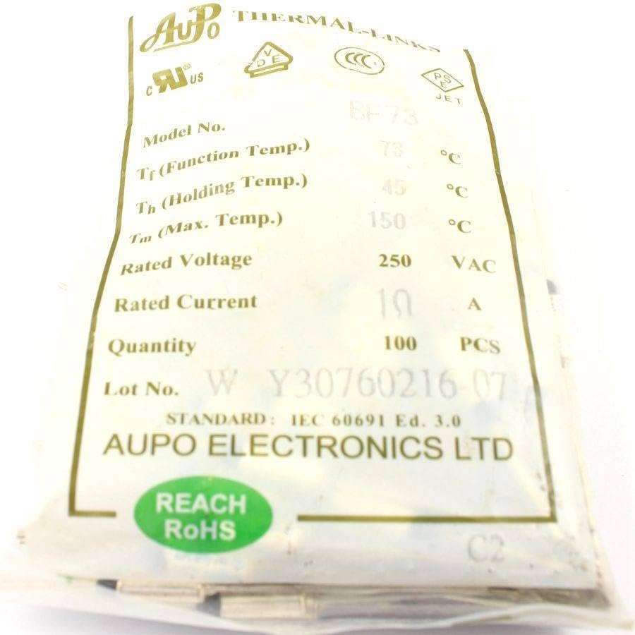 10 Pcs Thermal Fuse Cutoff TF 73 Degree 250V 10A BF73