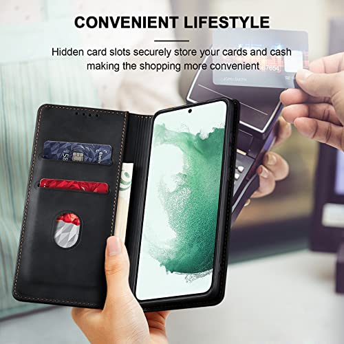 Image of Jasonyu Flip Wallet Case for Samsung Galaxy S22 5G,Black