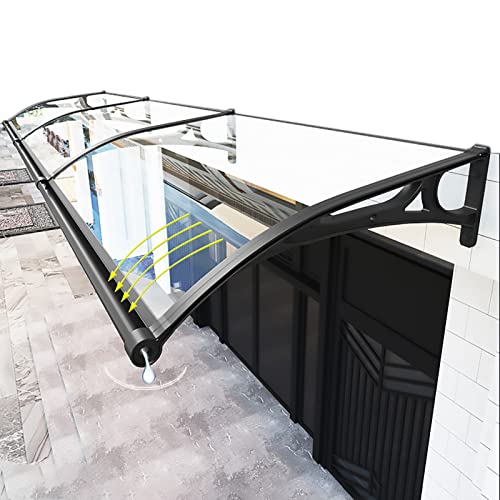 Auvent de pluie extérieur transparent 60x100 cm pour protection de porte - 7
