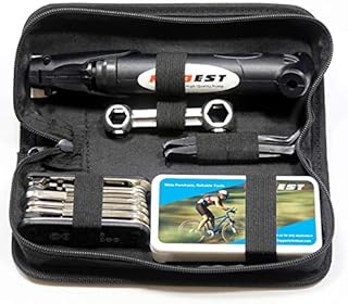 Bike Repair Bag & Bicycle Tire Pump, Tire Puncture Repair Kit, Bike Multi Tool Set, Maintain Bike Repair Tool Kit Portable Bike Bag. Safety Emergency All in One Bike Tool for Camping Travel