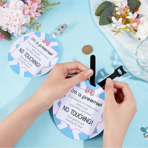 PLIGREAT 2 Pack No Touching Signs for Baby Car Seat, Carriers, Stroller Tags with Hanging Strap and Clip - Image 5