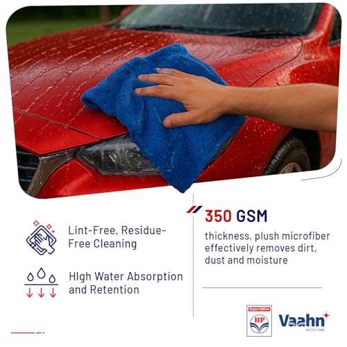 Image of HP Vaahn Microfiber Cloth | Ultra Absorbent, Lint-Free Car Cleaning & Drying Towel | High-Density, Reusable & Eco-Friendly (40x40 - Pack of 1)