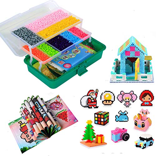 Fuse Beads Craft Kit, 25 Colors 66 Patterns 20,000 Pcs Beads for Arts and Crafts Set with Pegboards, Pattern Booket,Tweezers and Ironing Paper for Boys Girls Age 5 6 7 8 Classroom Activity Christmas