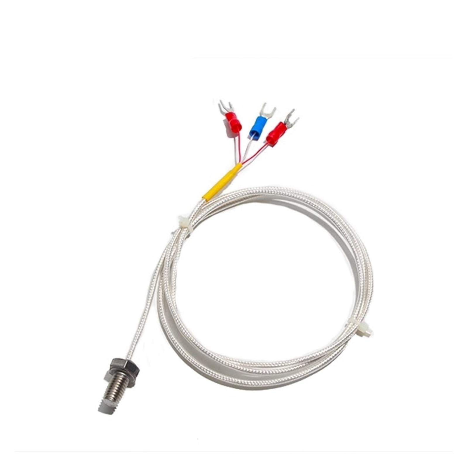 Termopar tipo K, Sensor de alta temperatura PT100, termopar, cable PTFE, 0,5 M, 1M, 2M, sonda rosca cabeza plana M3 M4 M5 M6 M8 for tubería(M3 Thread Probe,2M Wire)