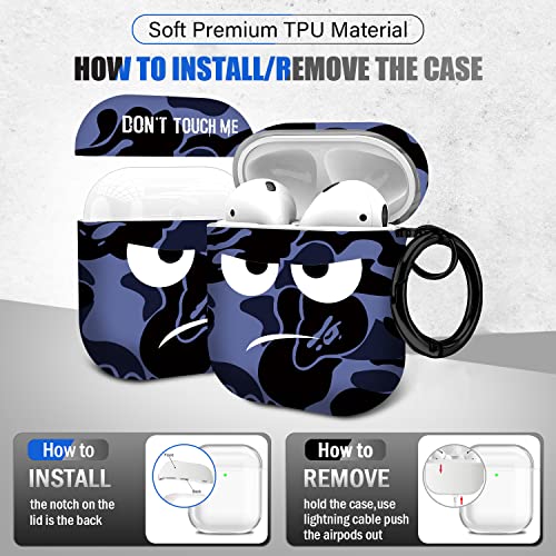 Image of for AirPods Case, Don't Touch Me Airpods Cover with Keychain Soft Cute Shockproof Cover for Women Men Compatible with AirPods 2 /1 Charging Case,Blue