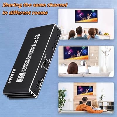 8K@60Hz HDMI Splitter 1 in 3 Out, 1x3 HDMI 2.1 Splitter Support 4K@120Hz, 1080P@240Hz VRR HDCP2.3 HDR HDR10 48Gbps EDID Dolby Atmos 7.1ch, Only Duplicate/Mirror Screens Not Extend