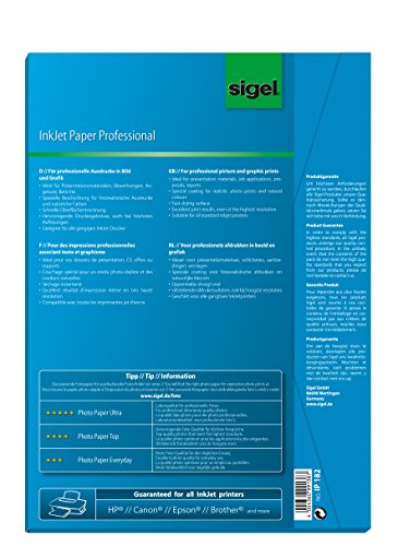 SIGEL IP182 InkJet Papier Professional, A4, 50 Blatt, spezialbeschichtet matt, weiß, 120 g