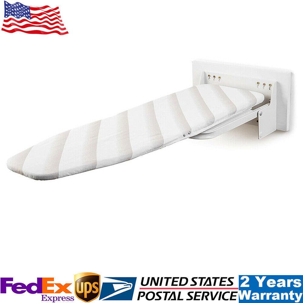 180°Rotation Wall-Mounted Ironing Board Foldable Clothes Ironing Table Pull-Out Stow Away Ironing Board Retractable Small Ironing Board Ironing Storage Station Door Hanging Laundry for Home Apartment