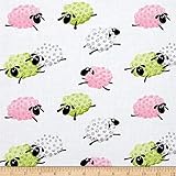 Susybee Lal The Lamb Leaping Sheep Pink Fabric By The Yard