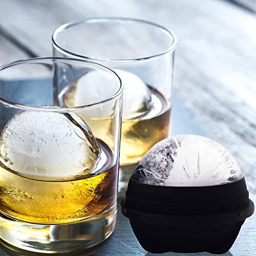 Helpcook Round Ice Cube Mold Set Of 6 - Silicone Ice Ball Maker Mold With Built-In Funnel - Whiskey Ice Molds - Make 2.5 Inch Big Ice Sphere For Whiskey & Cocktails,Food Grade And Bpa Free #TOP3