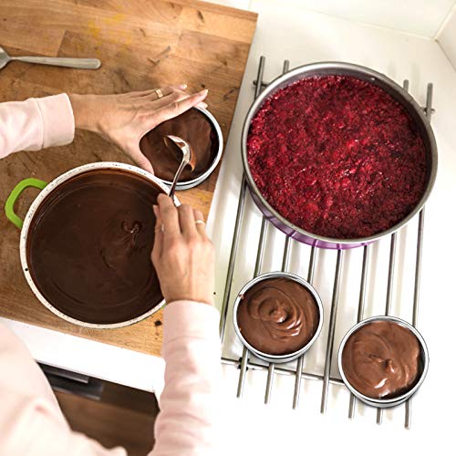 E-Far 4 Inch Small Cake Pan Set Of 3, Stainless Steel Mini Round Smash Cake Baking Pans, Non-Toxic & Healthy, Mirror Finish & Dishwasher Safe #TOP5