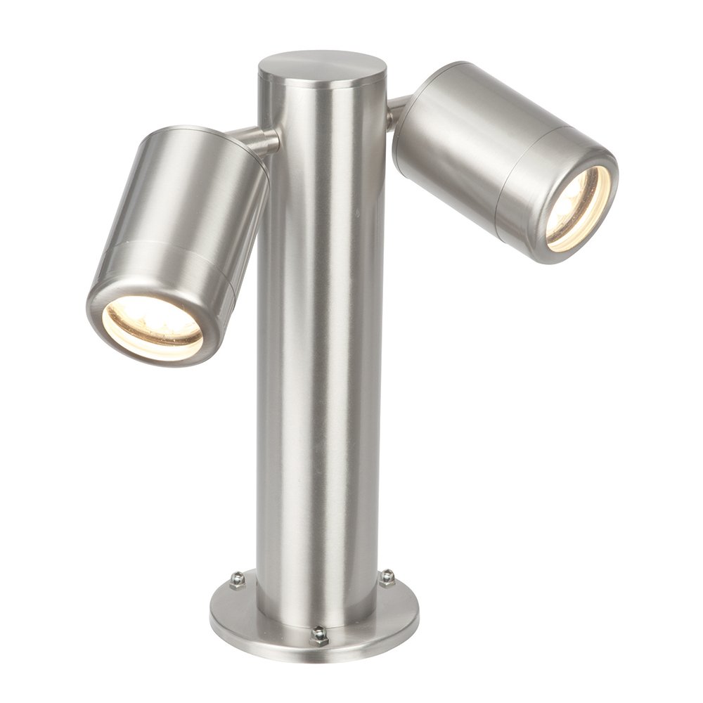 Outdoor Light Silver Atlantis Twin Post Spot IP65 Brushed Stainless Steel 280mm