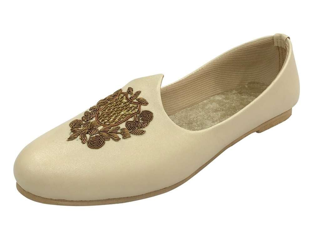 Men's Punjabi Jutti Cream Loafers Slip On Flats Shoes Ethnic Handmade Sherwani Mojari Indian Juti